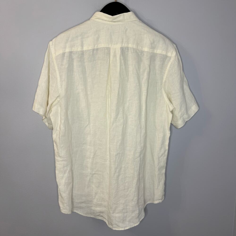 Lands' End Cream Linen Short Sleeve Shirt Beach Vacation Coastal Men's M New - Picture 9 of 11
